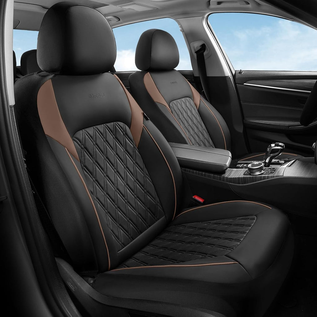coverado leather seat covers, front and back seat, front angle view