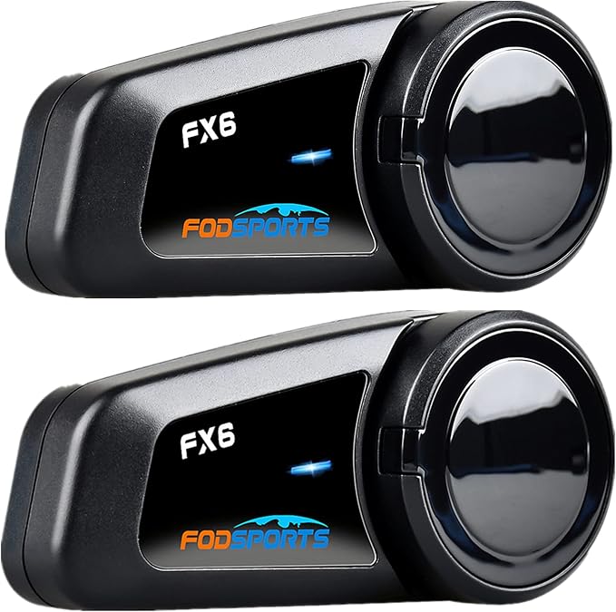 Fodsports FX6 Motorcycle Bluetooth Headset 2 Pack, 6 Riders Group Motorcycle by FODSPORTS