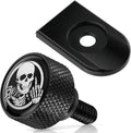 Amazicha Stainless Steel Seat Bolt Skull Pattern Tab Screw Mount Knob Cover Compatible for Harley Davidson Sportster Softail Touring Dyna 1996-2026 Black