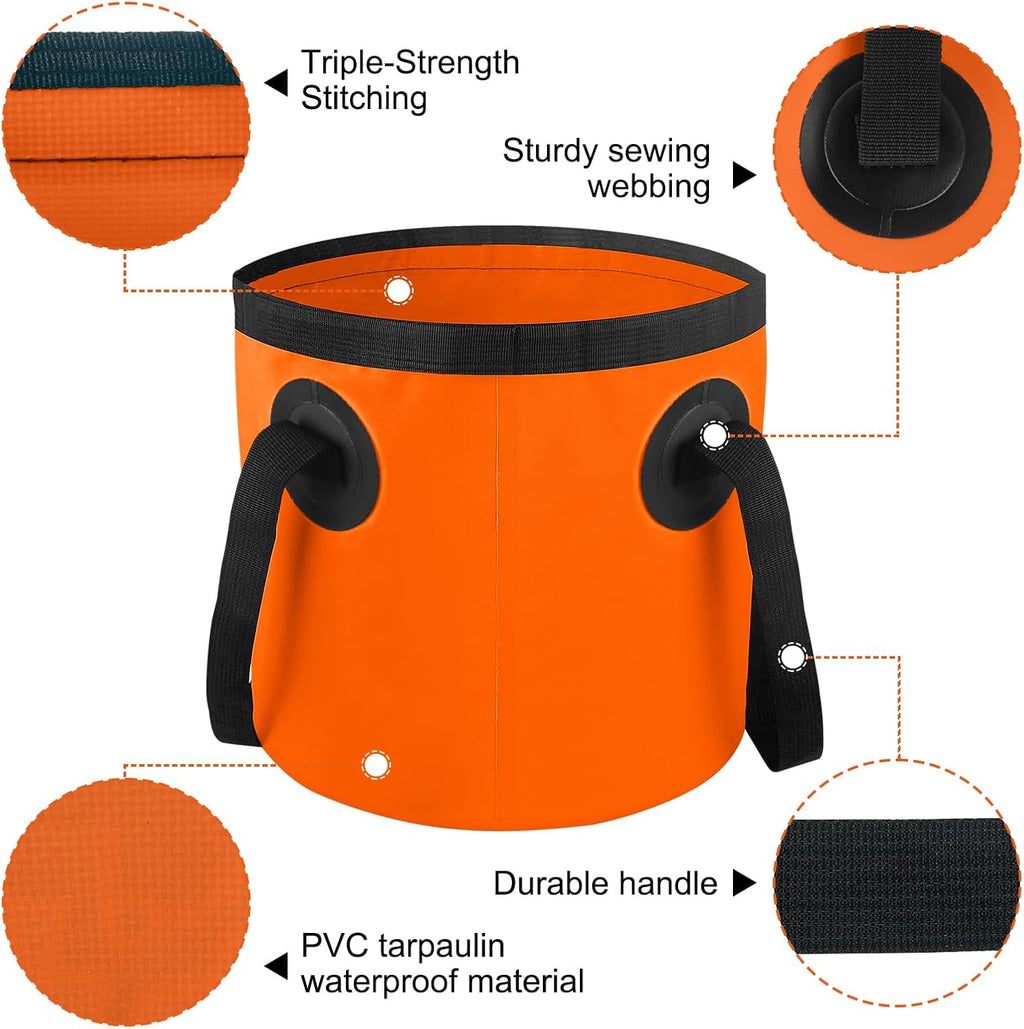 5 Gallon Bucket, Collapsible Bucket with Handle for Outdoor Beach Fishing Gardening, Folding Car Wash Buckets Mop Water Storage Laundry Wash Basin for RV Household Cleaning Supplies Camping Essentials