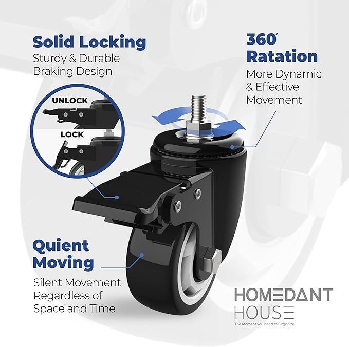 HOMEDANT House 5-Tier Metal Rolling Cart Shelf Rack Casters Heavy Duty - Image 9