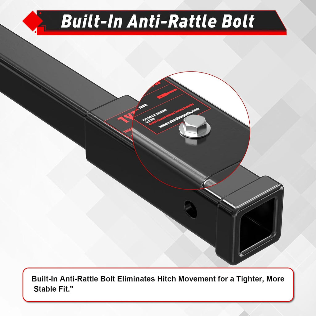 TYT Trailer Hitch Extension 18" inch, Trailer Extender for 2-inch Receiver with 5/8" Advanced Hitch Pin, 3500 lbs GTW / 350 lbs TW