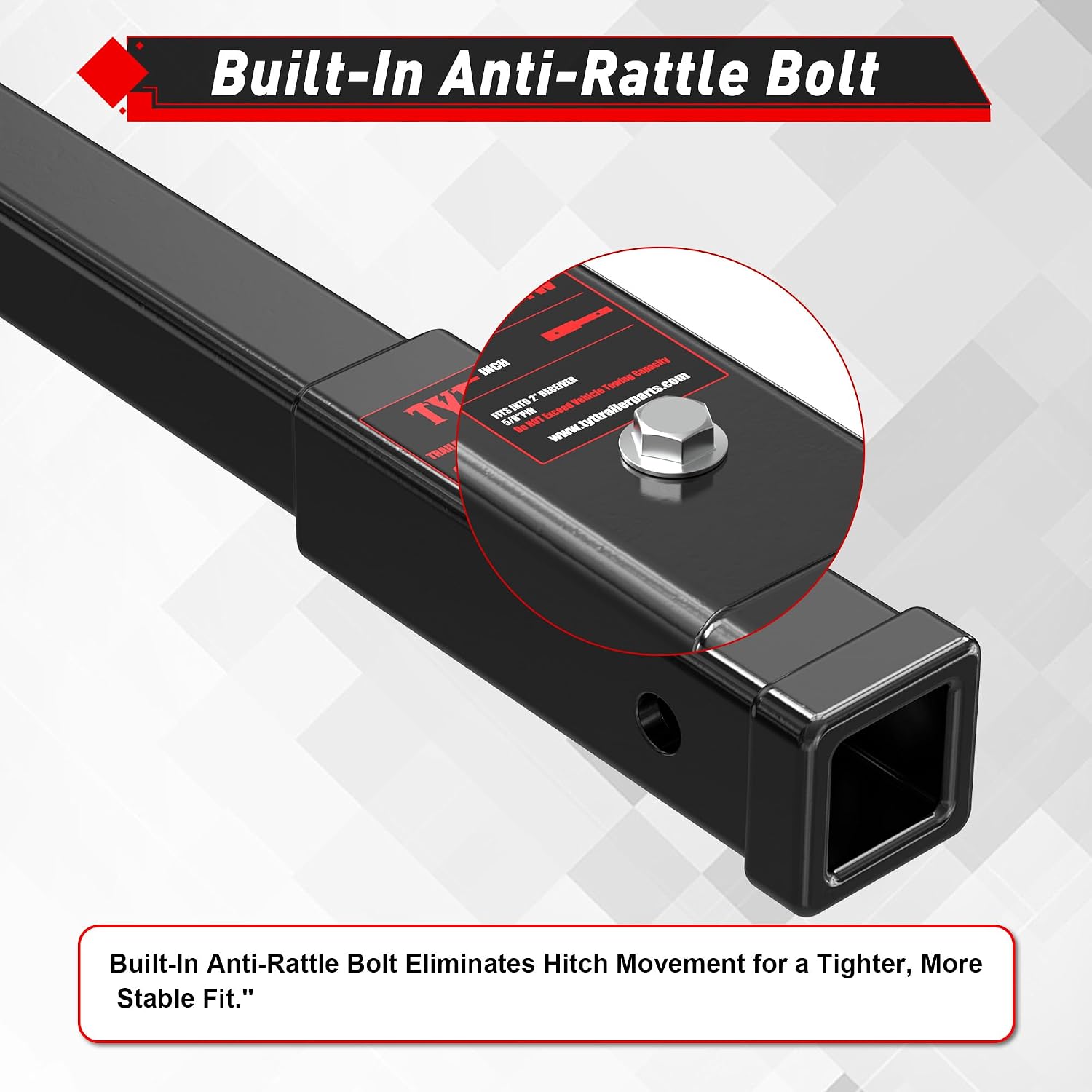 TYT Trailer Hitch Extension 18" inch, Trailer Extender for 2-inch Receiver with 5/8" Advanced Hitch Pin, 3500 lbs GTW / 350 lbs TW