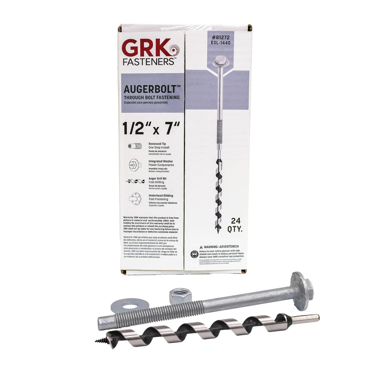 grk fasteners 1/2 x 7 augerbolt™ galvanized through, main product view