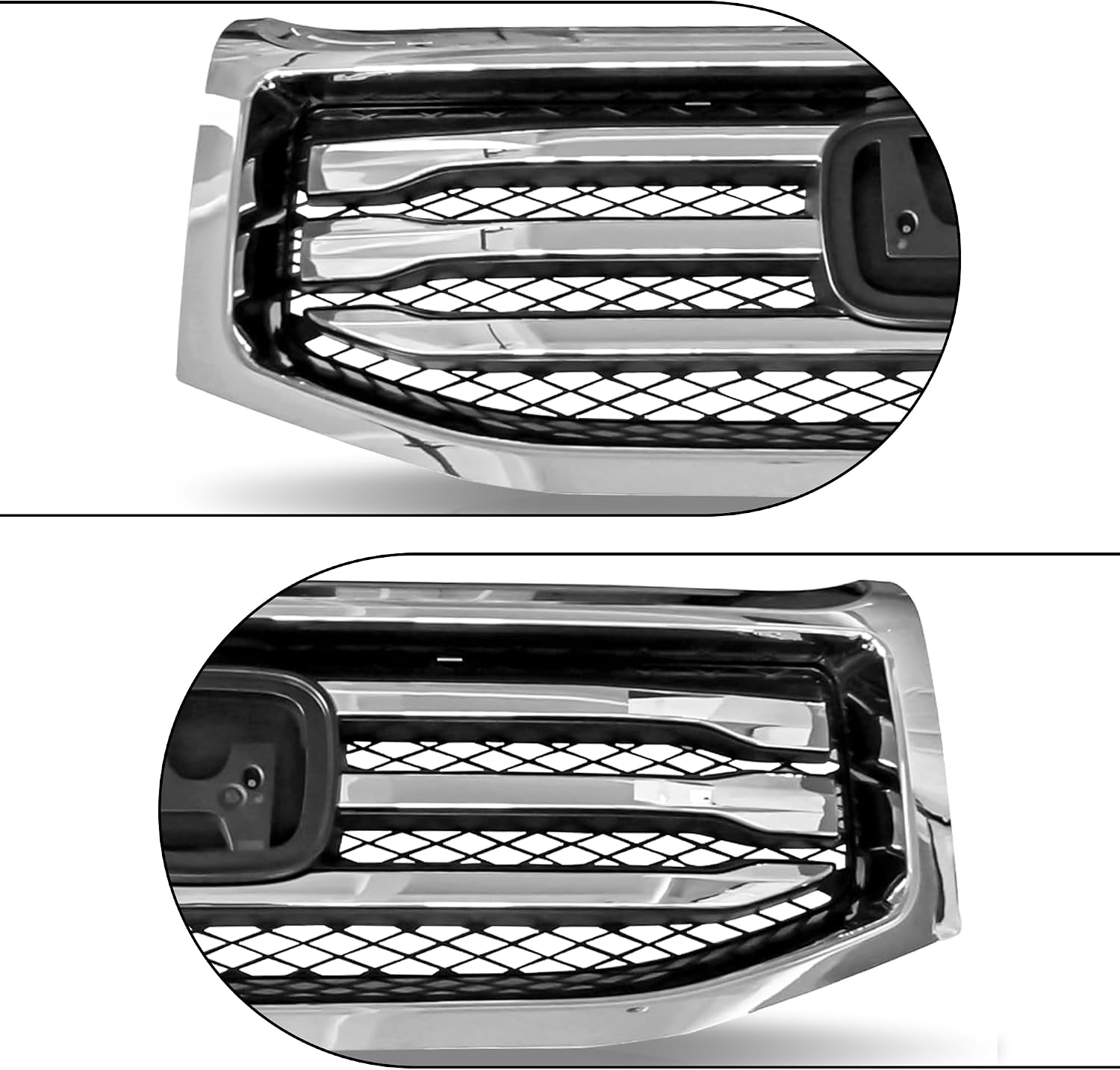 Partsflow Front Bumper Grill Upper Grille Assembly Chrome Trim Silvery And Black Compatible With 2012-2015 Honda Pilot HO1202108 75107SZAA11