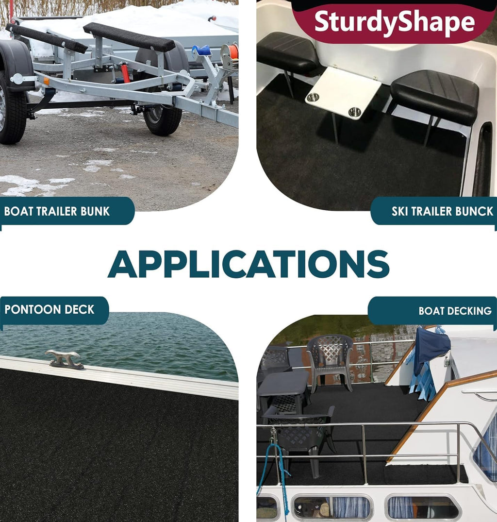 SturdyShape Premium Boat Trailer Bunk Carpet Kit 9In x 12Ft 25oz - Marine Grade Carpet Covers for Trailers, Lift Runners, and Jet Skis - Durable for Optimal Protection (12x9 2units)