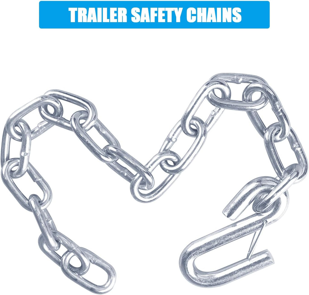 27" Trailer Safety Chain with Heavy Duty 17/32" Spring Hooks, Grade 30 Zinc-Plated Steel Towing Chain Kit 7000 lbs Capacity for RV, Utility Trailer & Boat, 23" Chain Length, 2 Pack
