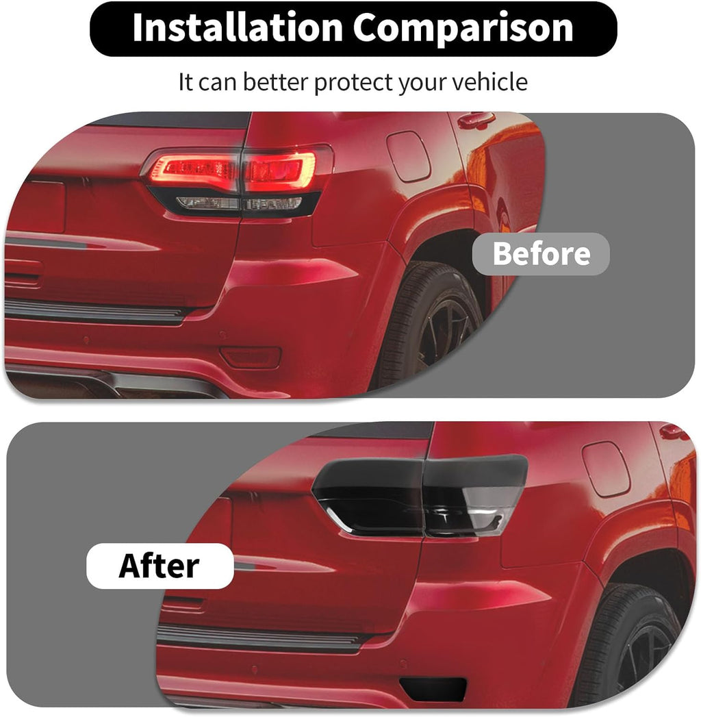 7PCS Smoked Black Tail Light+3rd Third Brake Lamp Light+Front Fog Light Lamp Cover Guard Replacement Kit for 2014-2020 Jeep Grand Cherokee Third Brake High Mount Brake Rear Light Fog Light Cover