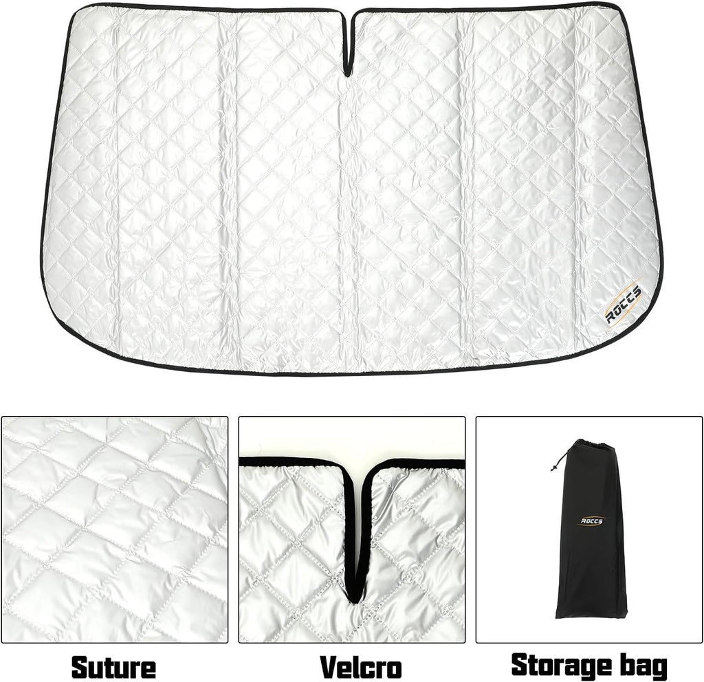 ROCCS Thickest Windshield Sun Shade fit for 2014-2026 Dodge RAM ProMaster Full Size Cargo Van, Diamond Foldable ProMaster Sunshade Front Window Sun Visor Protector Blocks UV Rays Keep Your Car Cooler
