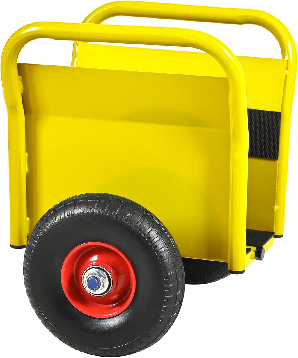 Heavy Duty Panel Dolly, Slab Dolly, Two Nice Handles, 10" Solid Rubber Tires, Super Weight 1000 LBS, All-Terrain Movement for Heavy Drywall Sheet & Door Material (Red) (Yellow)