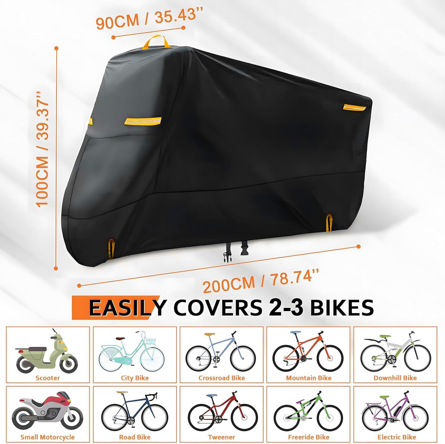 Bike Cover for 1, 2 Bikes Outdoor Waterproof Bicycle Covers 420D Heavy Duty Ripstop Material Offers Constant Protection for All Types of Bicycles All Through The 4 Seasons