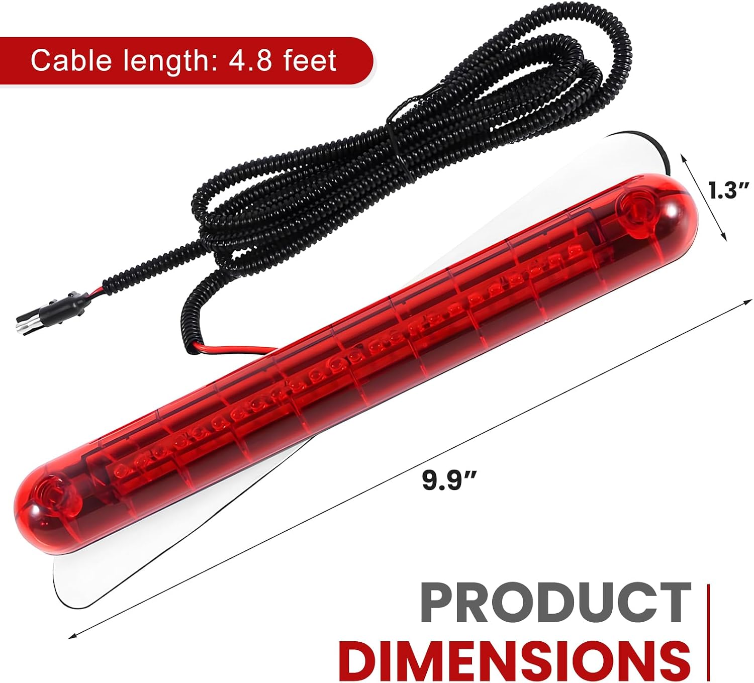 Third Brake Light, 12V Waterproof High Mount Vehicle Stop Lights Assembly with 24 LEDs, Heavy Duty 3rd Rear Braking Lamp Stop Tail Light for Most Cars Trucks SUVs