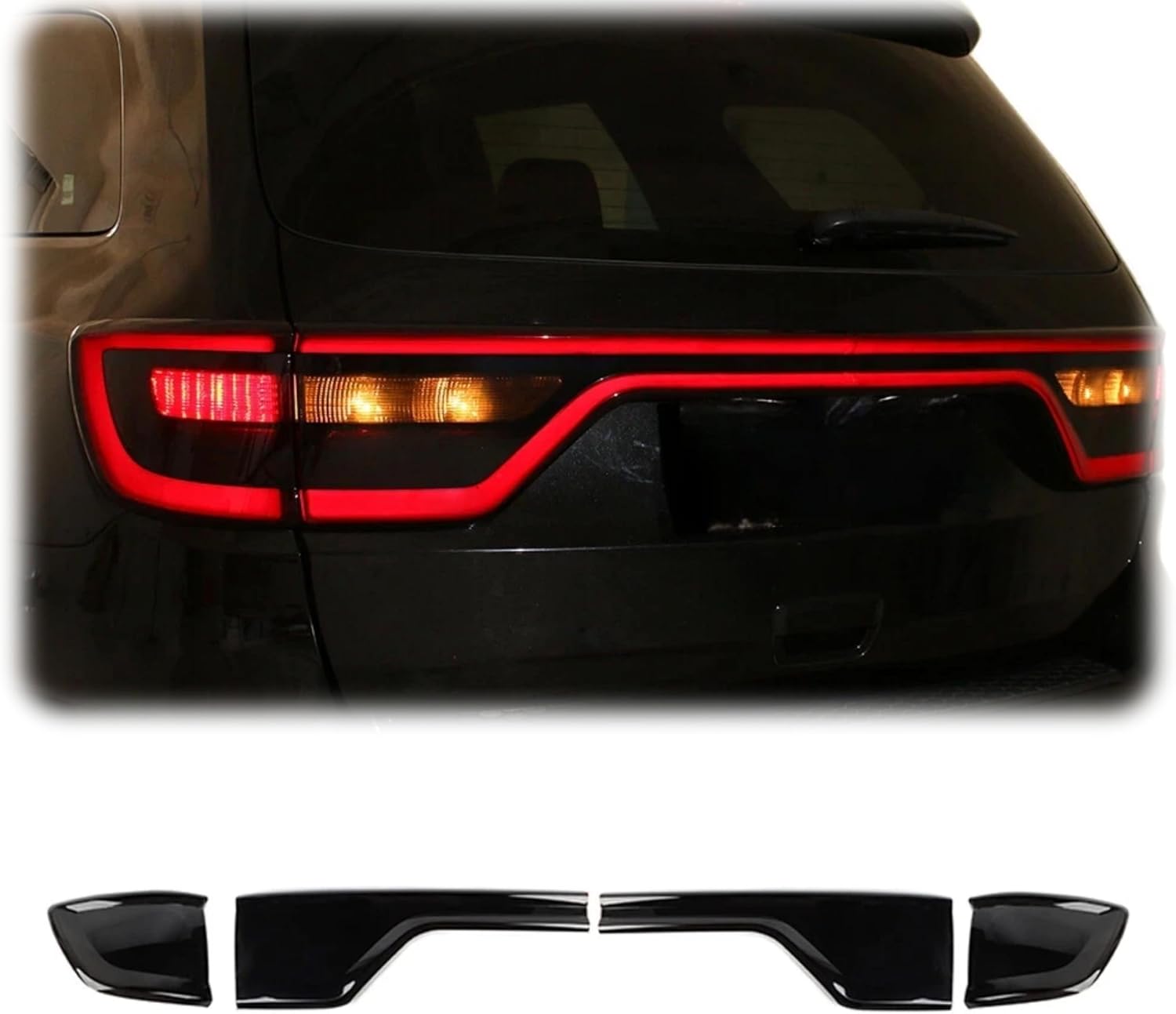 Smoked Black Tail Light Cover Guard Trim Fit for Dodge Durango 2014-2025+, Taillight Protector Decor Rear Light Cover Trim Exterior Accessories 4PCS Body Kit