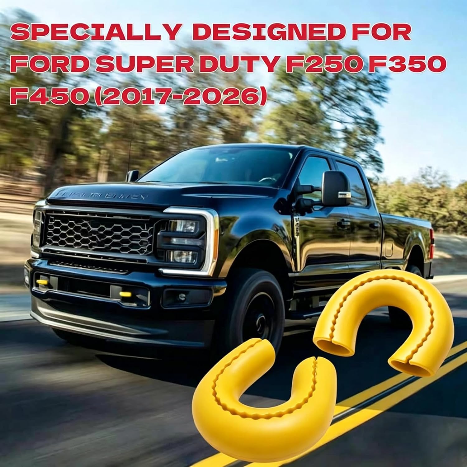 Front Tow Hook Cover for 2017-2026 Ford Super Duty F-250 F-350 F-450,Tow Hitch Covers, Ford Truck Accessories, Pickup Truck Accessories, F250 Must Haves, Silicone, Yellow (2 Pack)
