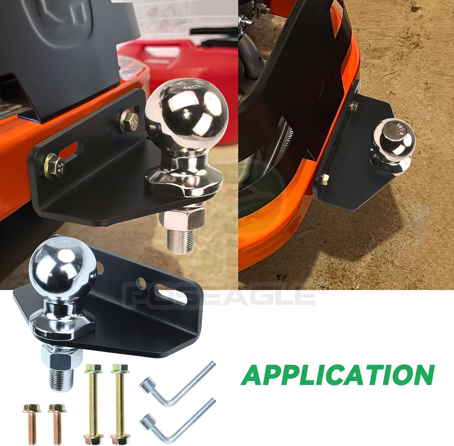 [Upgraded Universal Heavy Duty Zero Turn Mower Trailer Hitch | Include Chrome Trailer Hitch Ball, 3,500 lbs, 2 Inch Diameter, 3/4 x 2-Inch Shank and L Socket Wrench