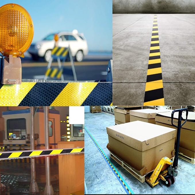 Waterproof Reflective Safety Tape Roll 2"X150' Yellow Black Striped Floor - Image 8