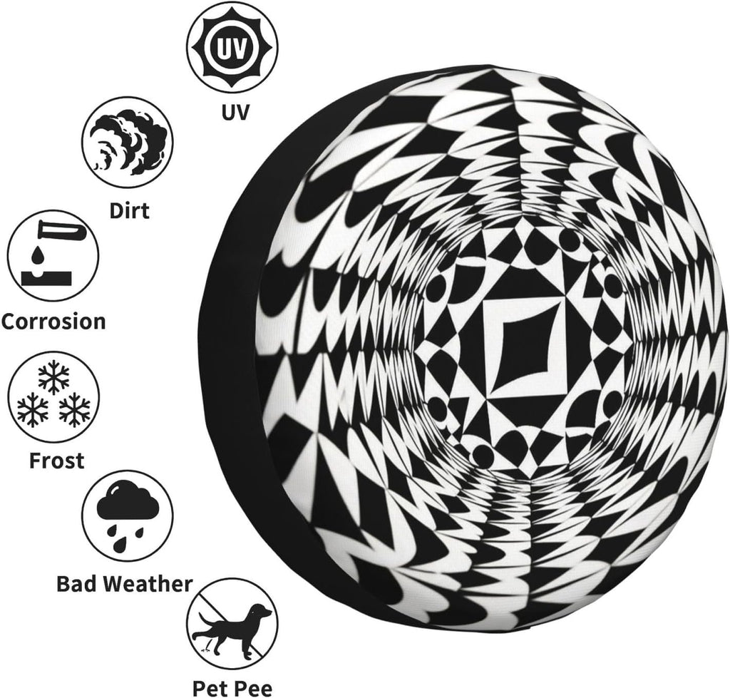 3D Optical Illusion Trap Print Universal Spare Tire Cover for RV, Jeep | Wheel Protector Fits Rv, Trailer, Jeep, Shield Tires From Sun, Dirt And Rain For Outdoor Storage