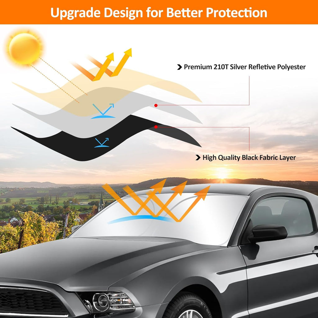 D-Lumina Front Windshield Sun Shade for 2010 2011 2012 2013 2014 Fo-rd Mustang Coupe, Foldable Front Window Sunshade Sunshade Sun Visor for UV Rays & Sun Heat Protection Interior Accessories