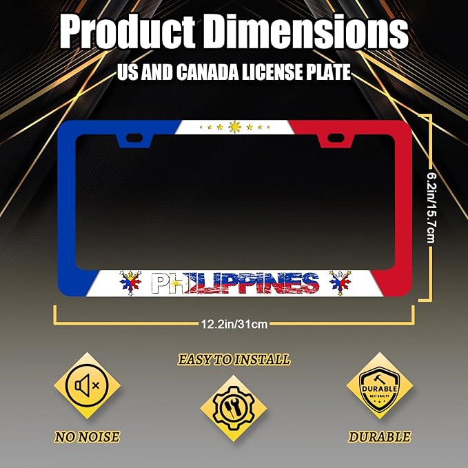 Philippine Flag License Plate Frame Philippines License Plate Stainless Steel - Image 2