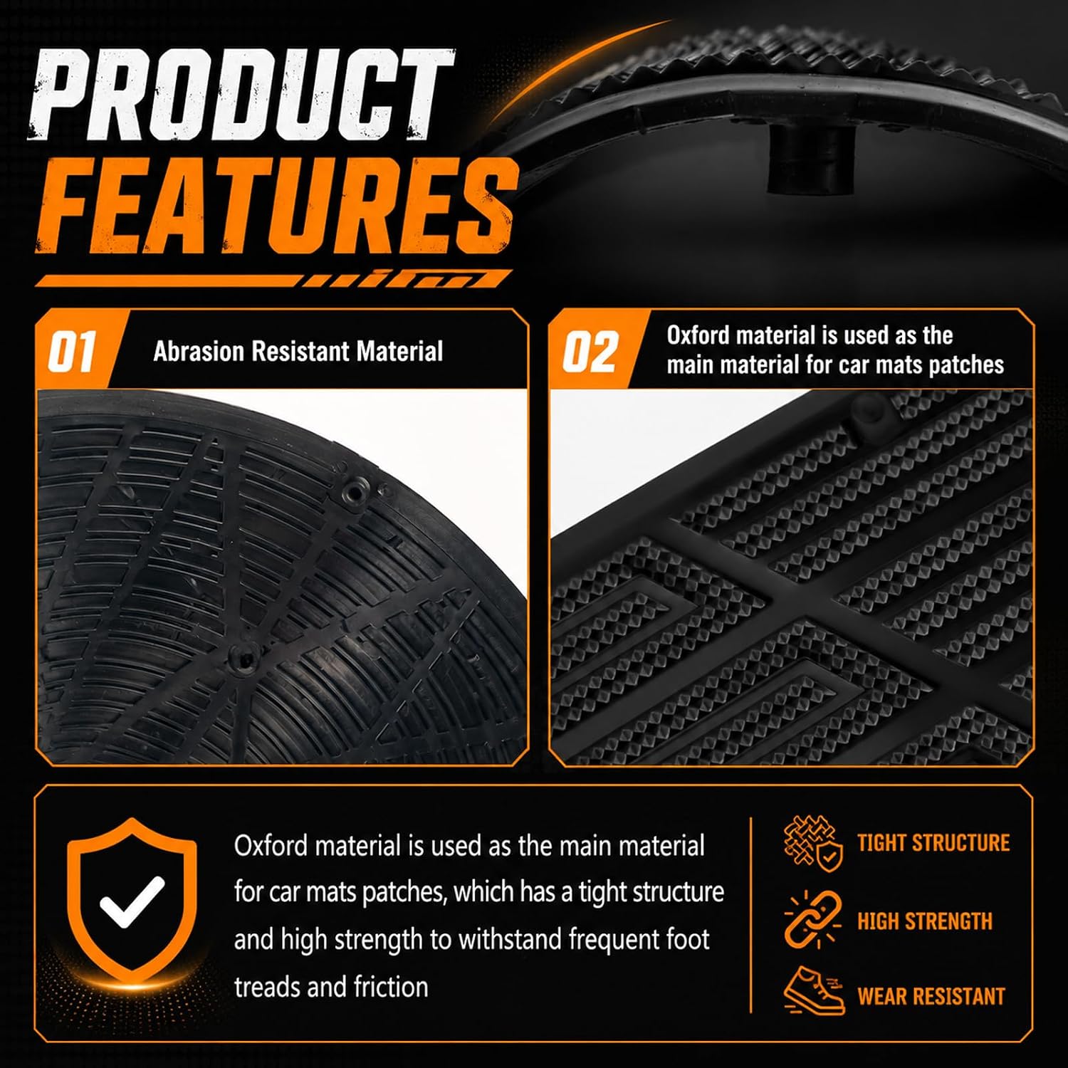 Car Floor Mats Carpet Patch Repair Kit,Essential Automotive Floor Mats Patch/Pedal Pad for Damaged Areas,Anti-Slip Floors Mat Car Carpet Repair Patches as Heel Scuff Plate with Screws