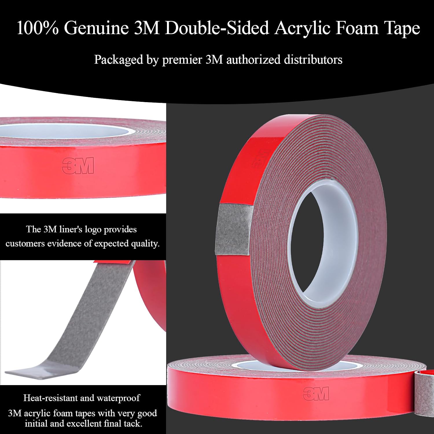 Double Sided Tape Automotive Heavy Duty Made of 3M Acrylic Foam Adhesive Cars Exterior Mounting Tapes Primerless for Attaching Auto Attachment Side Moldings Trim Emblems to Vehicles (16.4 ft, 0.51in)