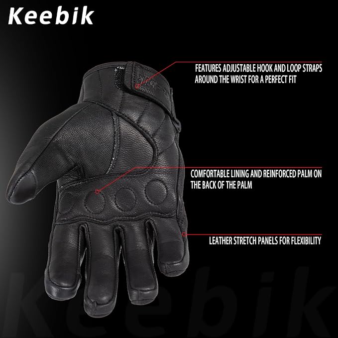 Goatskin Leather Motorcycle Motorbike Powersports Racing Gloves Reflective - Image 3