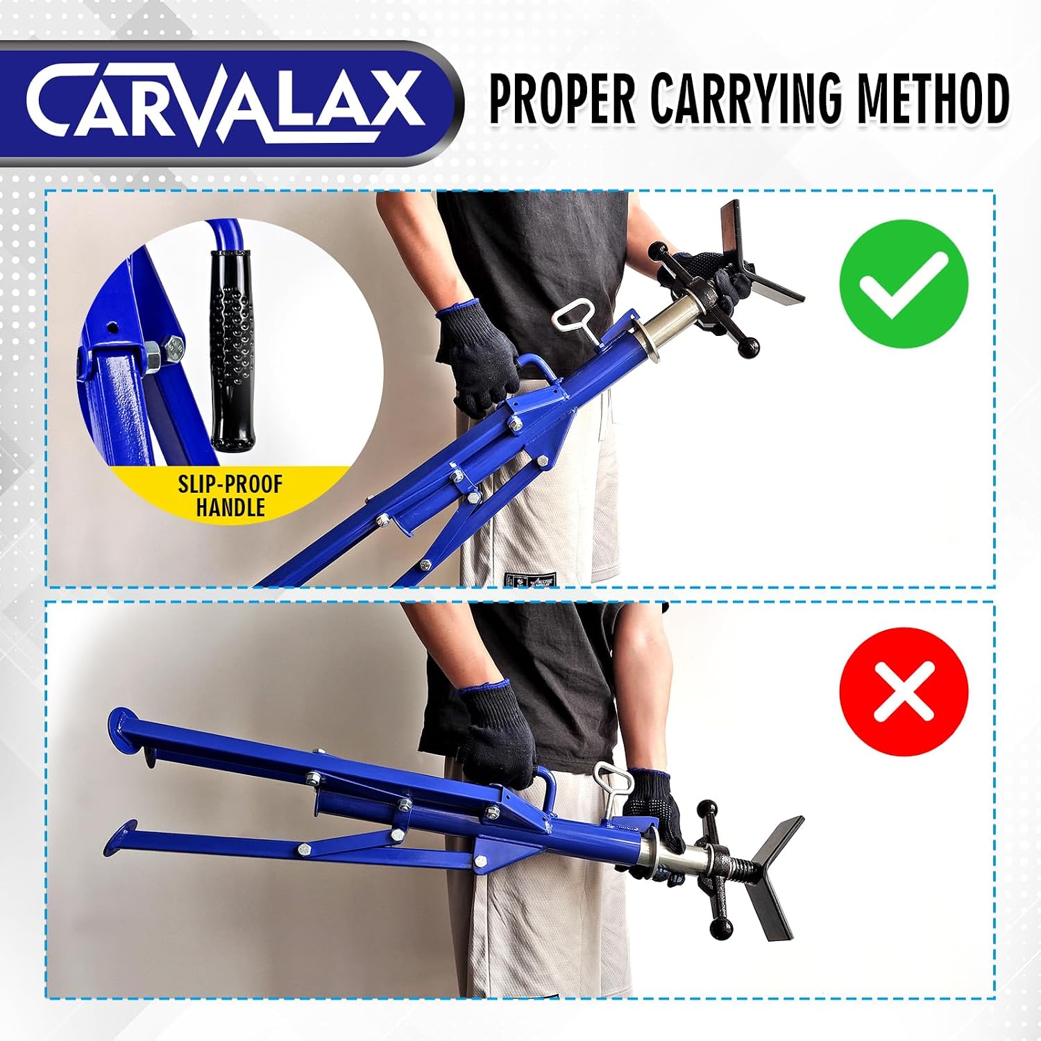 CARVALAX V-Head Pipe Jack Stands, Adjustable Pipe Stand for Welding | 28"-52" Adjustable Height, Fits 1/2"-12" Pipe Capacity, 2500LB Load Capacity, w/Portable Folding Legs