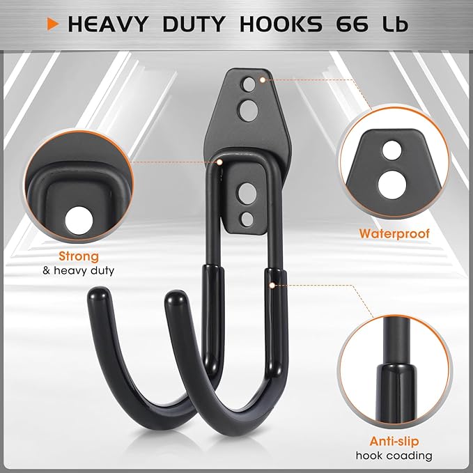 Garage Tool Hooks Wall Mount, 6 Pack Heavy Duty Storage Hooks - Image 3