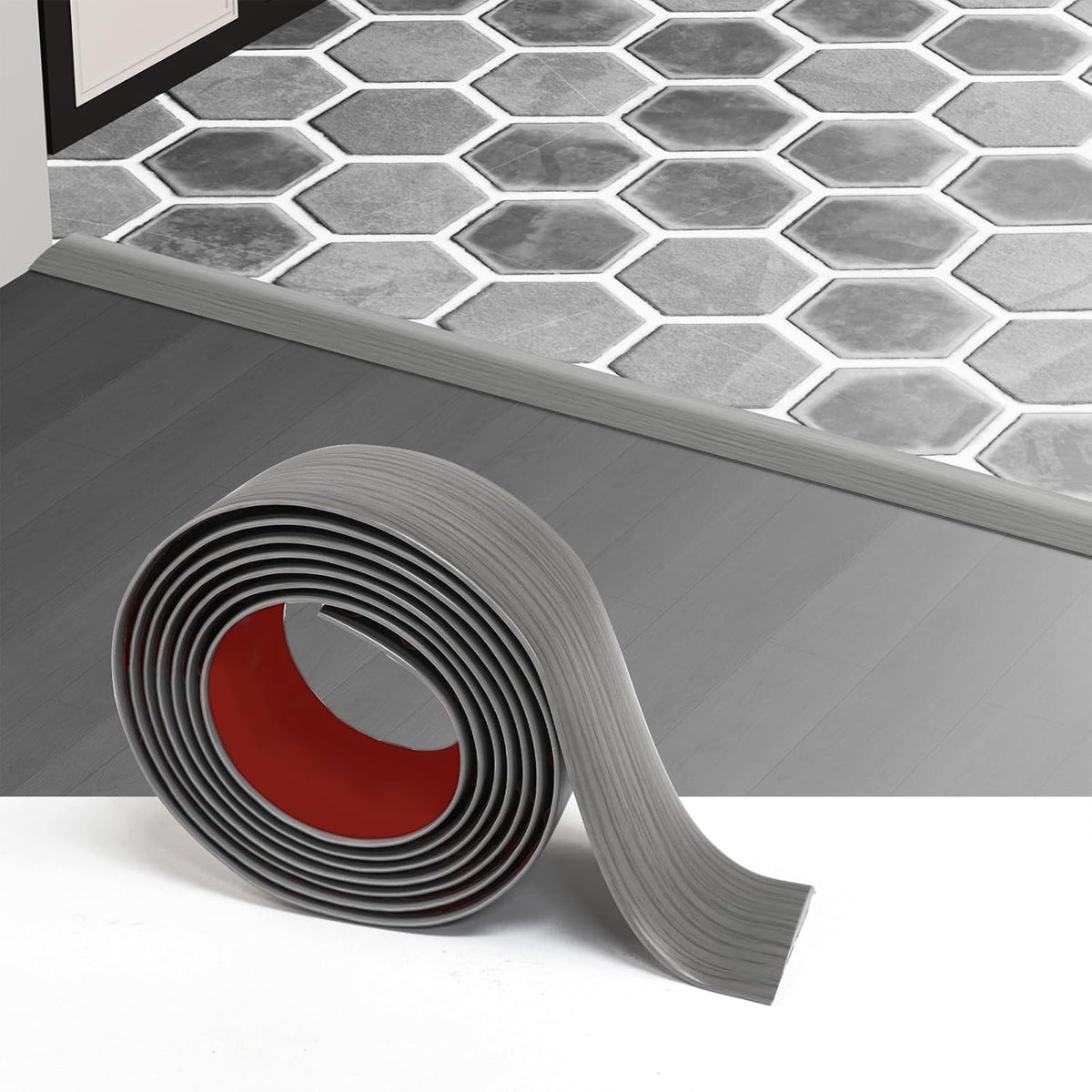 floor transition strip for carpet to tile, grey, main product view