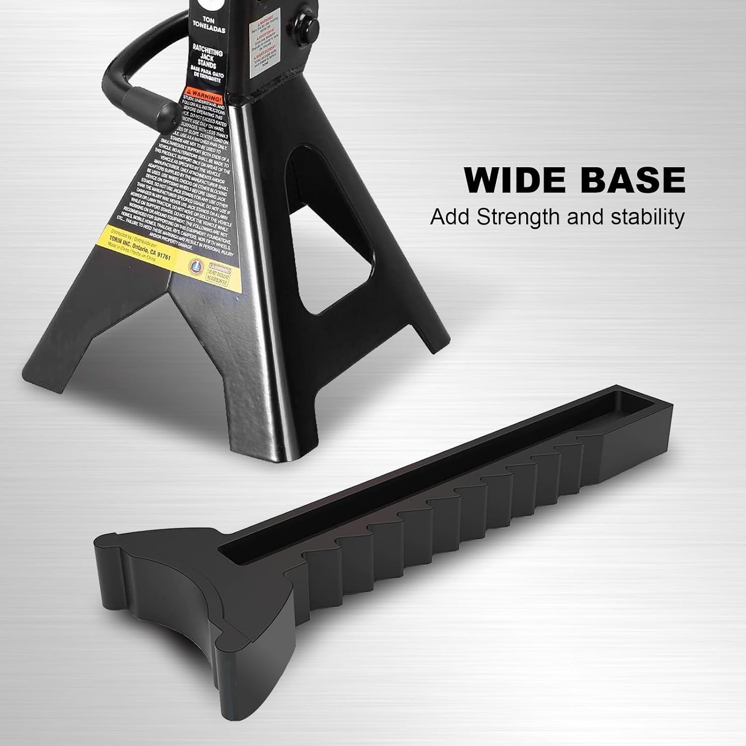 Torin AT43202B-1 Steel Jack Stands: 3 Ton (6,000 lb.) Capacity, Black, 1 Pair