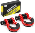 AUTOBOTS D Ring Shackles 3/4" Heavy Duty Red | 45,000lb Break Strength, Clevis Shackle with 7/8 Pin and Isolator Washers, for Tow Strap Jeep Vehicle Off Road Recovery