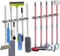 voze 5 Racks and 4 Hooks Mop and Broom Holder Wall Mount, Self Adhesive Heavy by voze