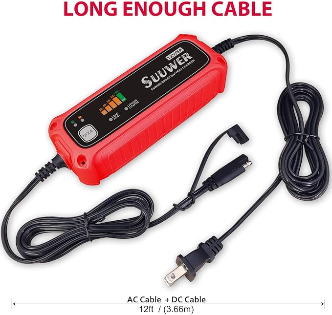 High-Efficiency 12V 5-Amp Smart Car Battery Charger, Battery Maintainer - Image 3