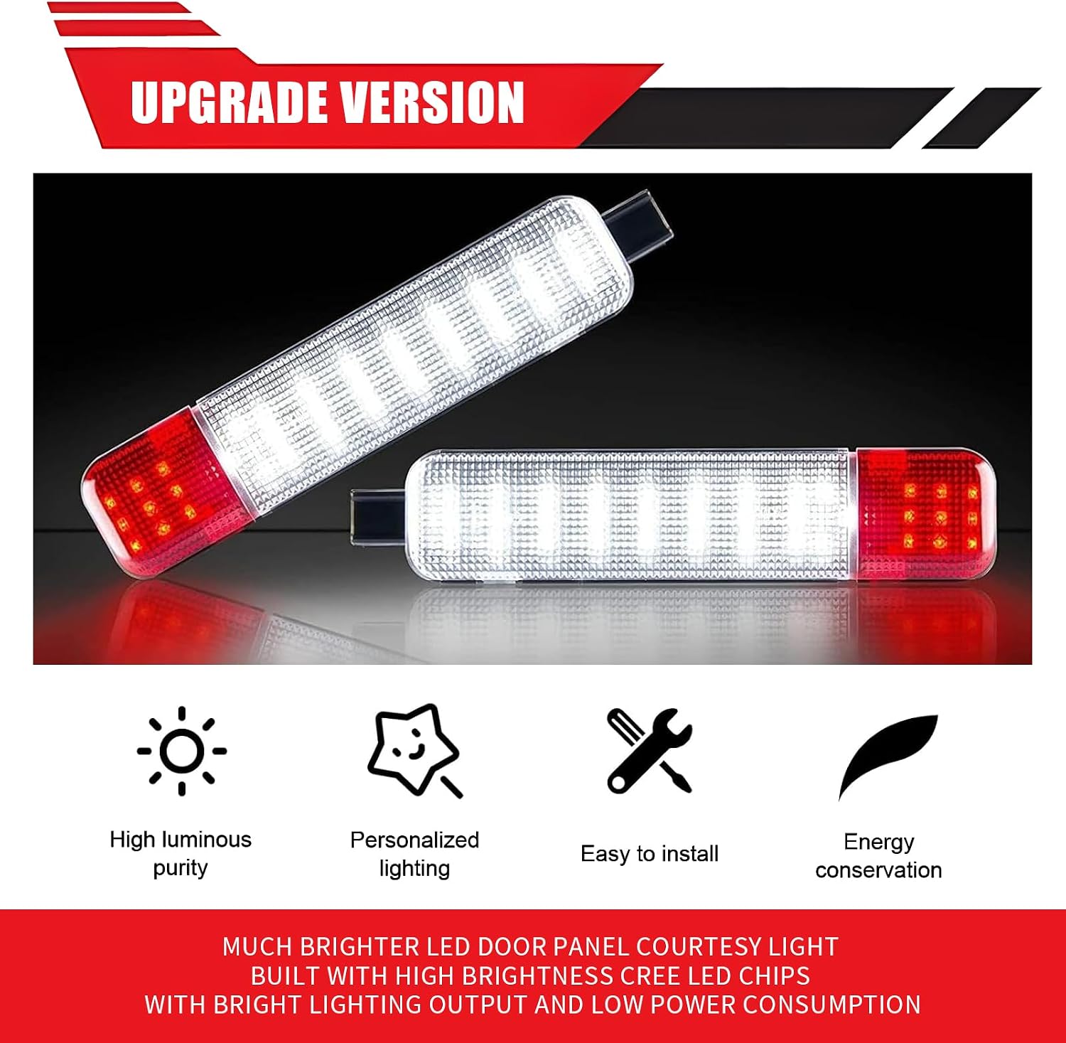 Interior LED Door Panel Lights, Super Bright Car Door Panel Warning Light, Replace OEM Number# 15021518,15021517, Compatible with Chevy Silverado GMC C/K, Sierra 1500 2500 3500 (White)