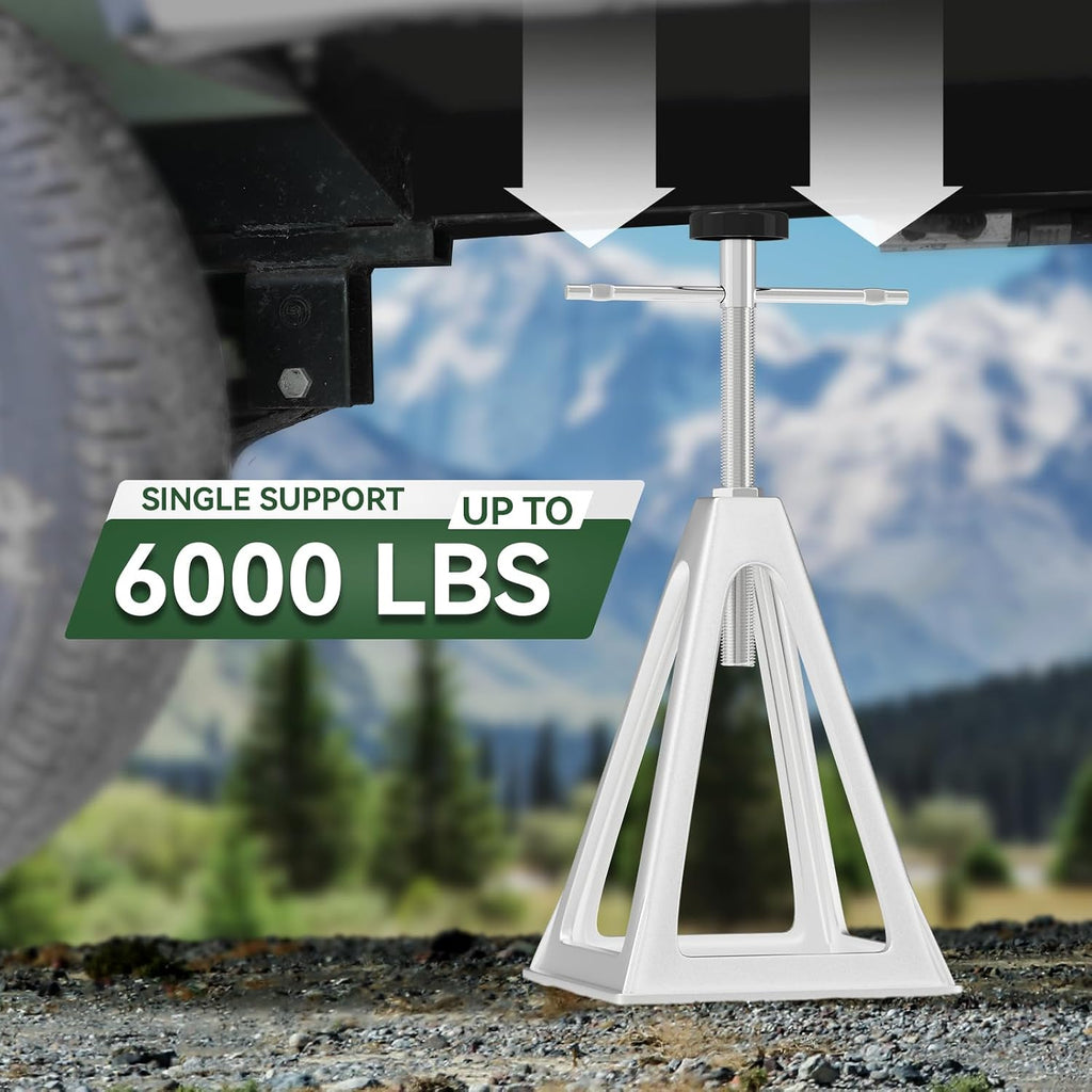 RVGUARD RV Stack Jacks 4 Pack, Aluminum Stabilizer Jacks for RV Trailer Camper, Single Support Up to 6000 Lbs, Adjustable from 11" to 17"