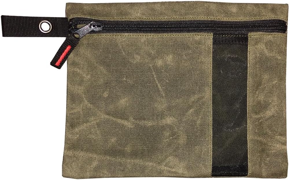 Overland Vehicle Systems Small Size 3-Bag Set of Storage Bags with Mesh Windows- #12 Waxed Canvas - Infused with Paraffin Wax Waterproofing - Universal For, Tools, Automotive, and more!