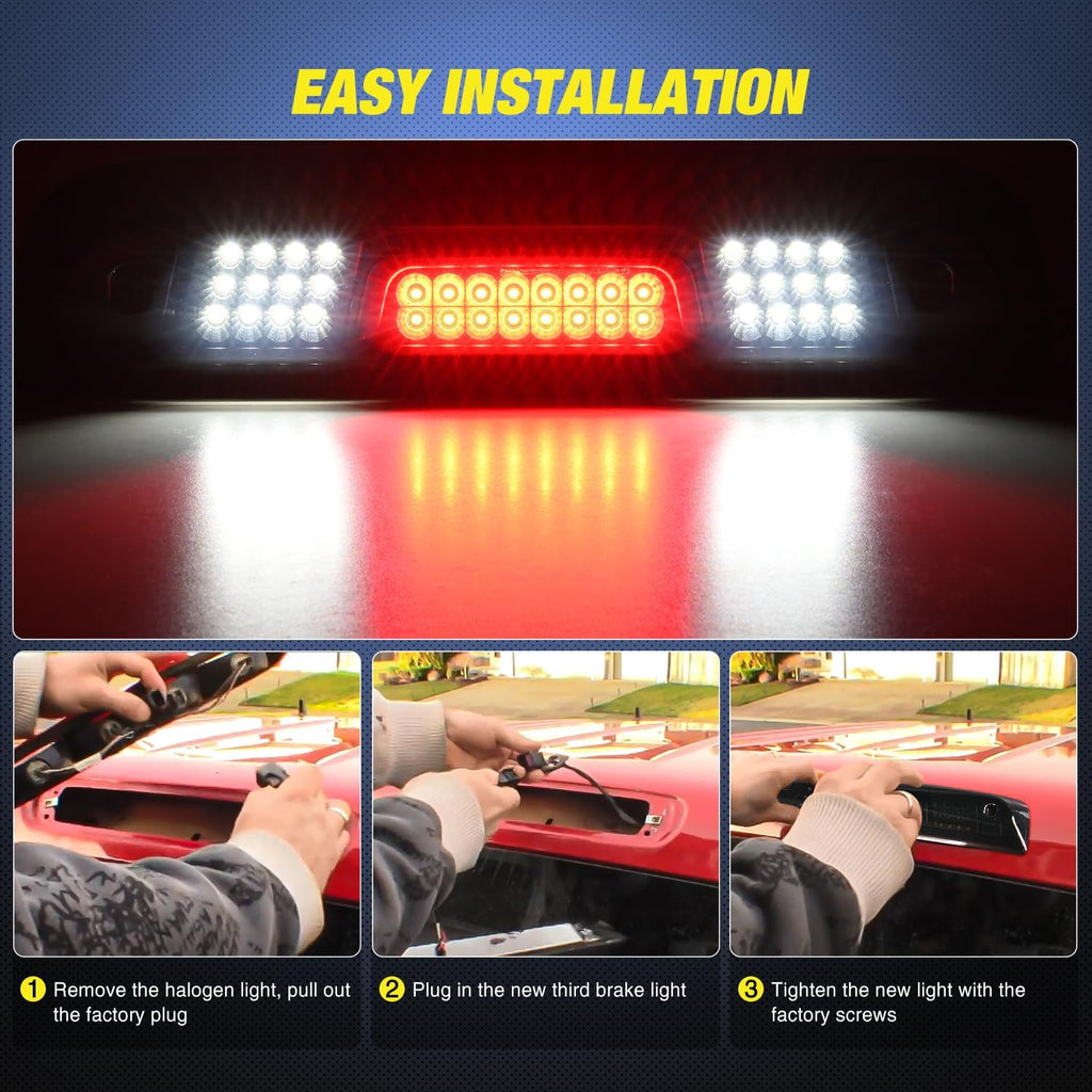 Nilight Third Brake Light High Mount 3rd Stop Reverse Cargo LED Lighting for Chevy Silverado GMC Sierra 1500 2500 3500HD 2014-2018 Pickup Truck Rear Cab Center Tail Lights
