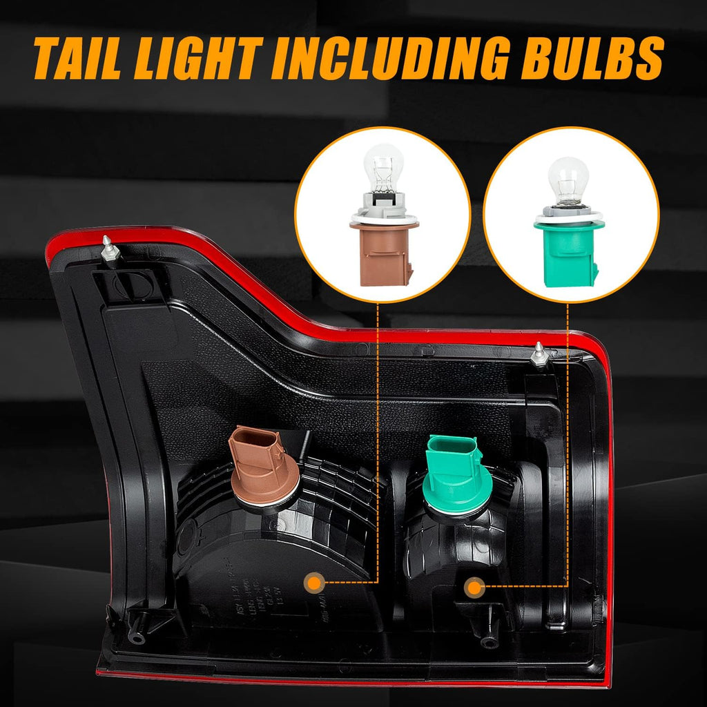 RANSOTO F150 Tail Light Compatible With Ford F-150 2015 2016 2017 Rear Brake Lights with Bulbs Left Driver Side Tail Lamps Replace FL3Z13405A-PFM, FO2800239