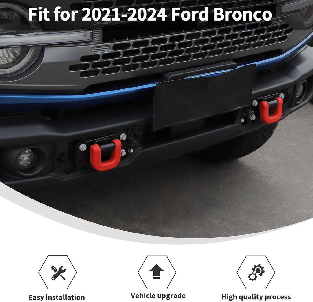 Linskip for Capable Steel Bumper Tow Hook Covers Fit for 2021-2026 Ford Bronco Accessories, Tow Hook Rubber Sleeve Protectors for Bronco Exterior Accessories(Red)