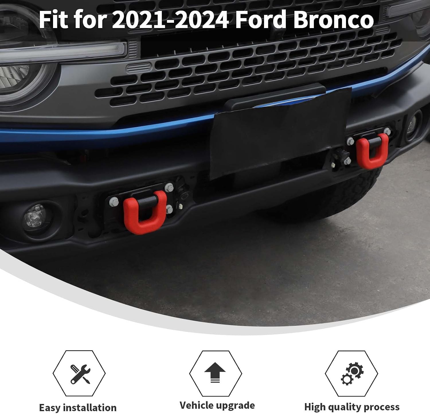Linskip for Capable Steel Bumper Tow Hook Covers Fit for 2021-2026 Ford Bronco Accessories, Tow Hook Rubber Sleeve Protectors for Bronco Exterior Accessories(Red)