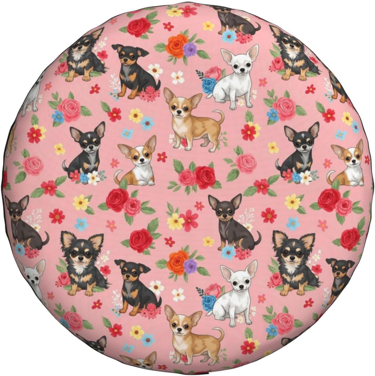 Universal Polyester Tire Wheel Cover Chihuahua Dog Cute Pink, Waterproof Spare Tire Protector for RV Trailer Truck SUV, 15 inch