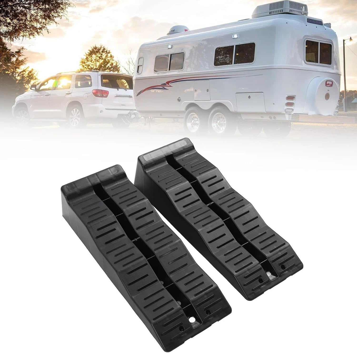 Ramps 11000LBS Load Capacity RV Leveler Wheel Chock for Travel Trailer Campers Truck RV Leveler RV Leveling Blocks