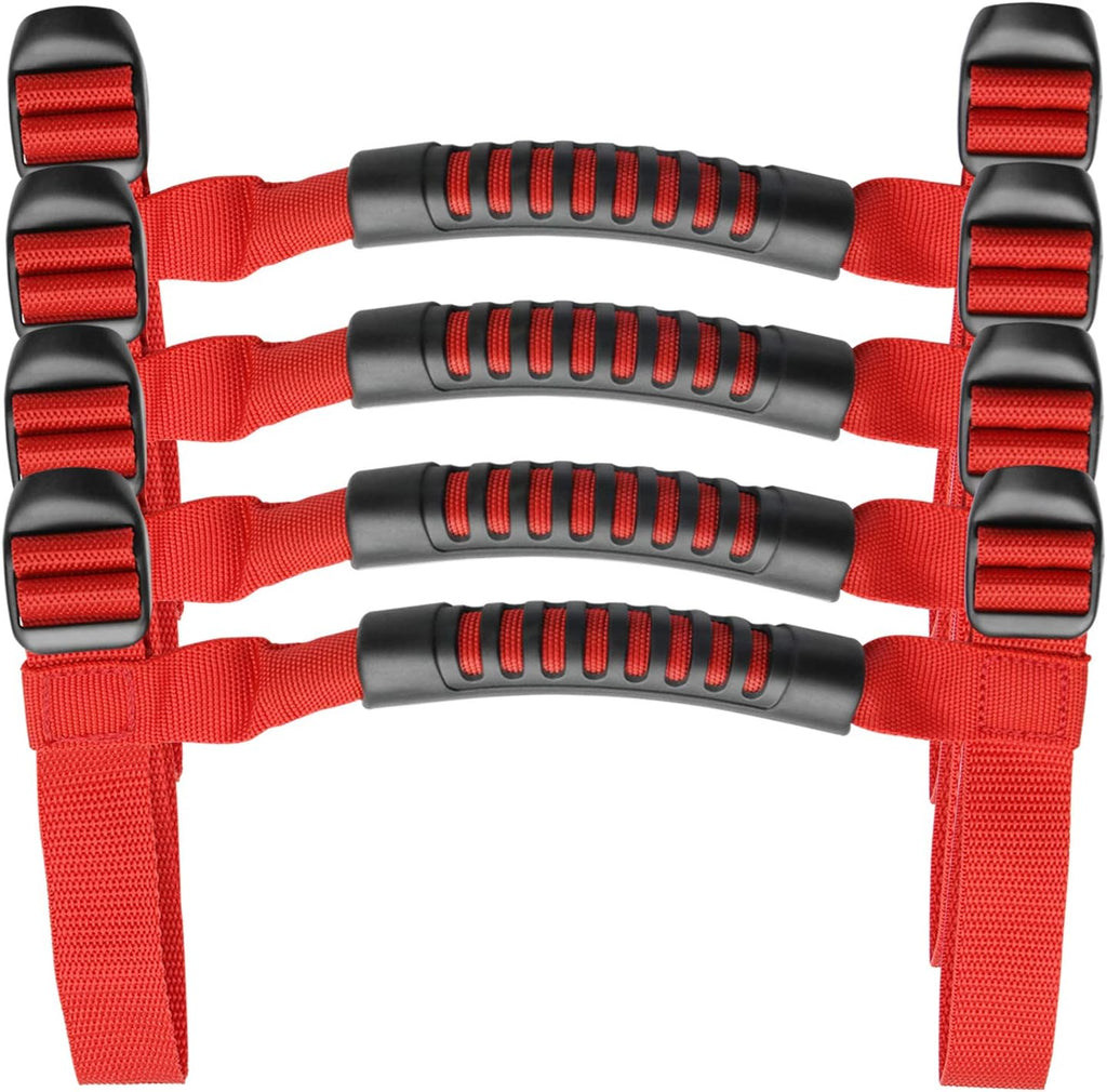 Bentolin 4 x Roll Bar Grab Handles Grip Handle Red Holder Compatible with Jeep Wrangler Accessories 1987-2021 YJ TJ LJ JK JL Sports Sahara Freedom Rubicon X & Unlimited