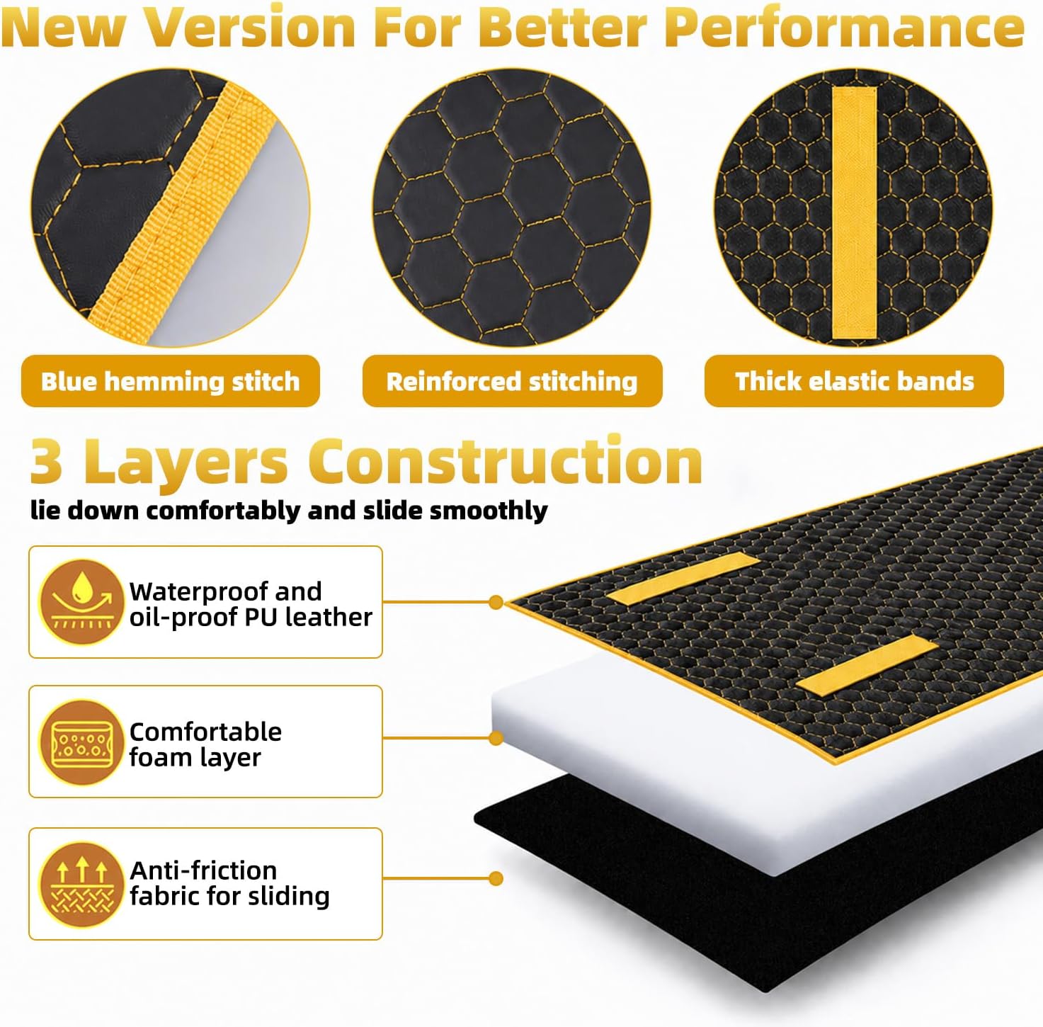 SUNCARACCL Upgrade Magic Rolling Creeper Mat, Under Car Repair Pad, 60x28 Inch Mechanics Mat for Low Clearance, Automotive Creeper Mat with Portable Storage Bag, Working on Uneven Road (Yellow)