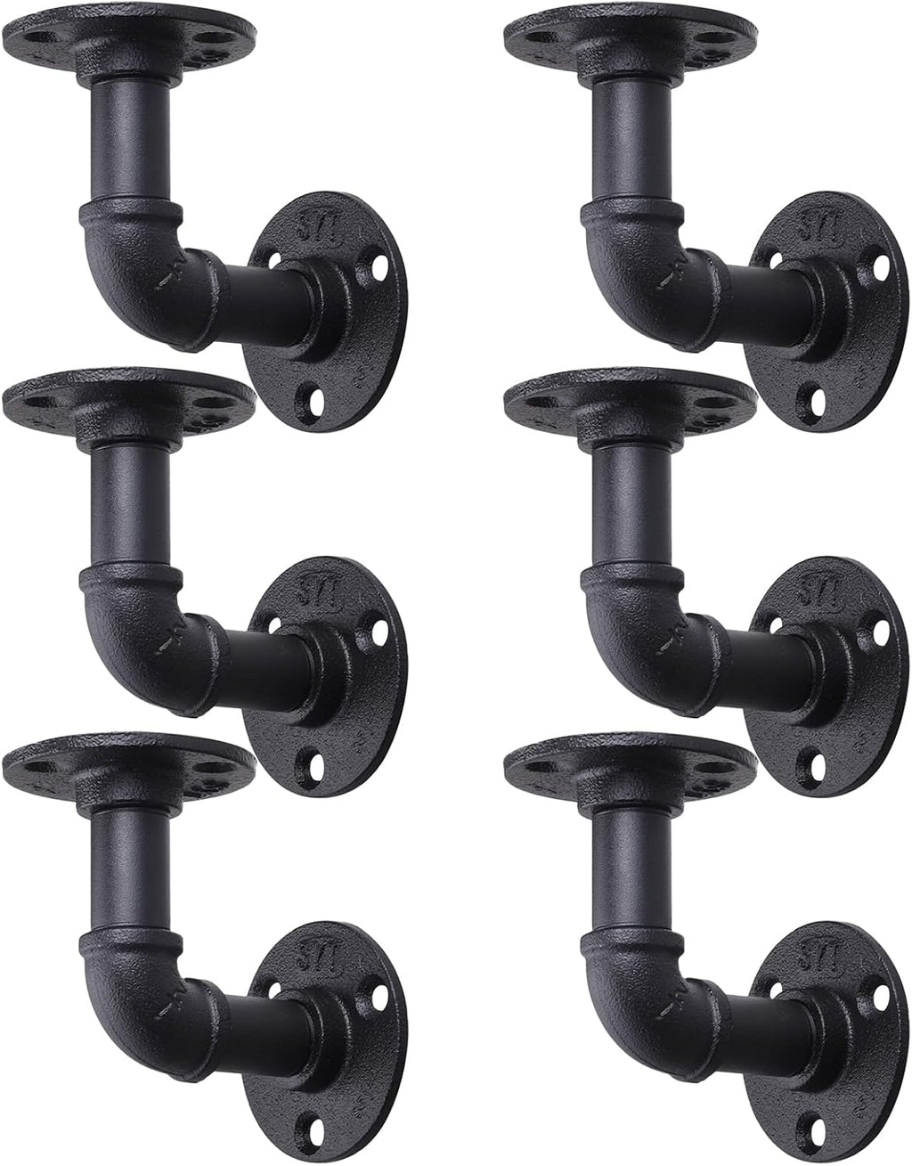 muzik 6pcs 4"×4" l pipe shelf bracket, heavy, main product view