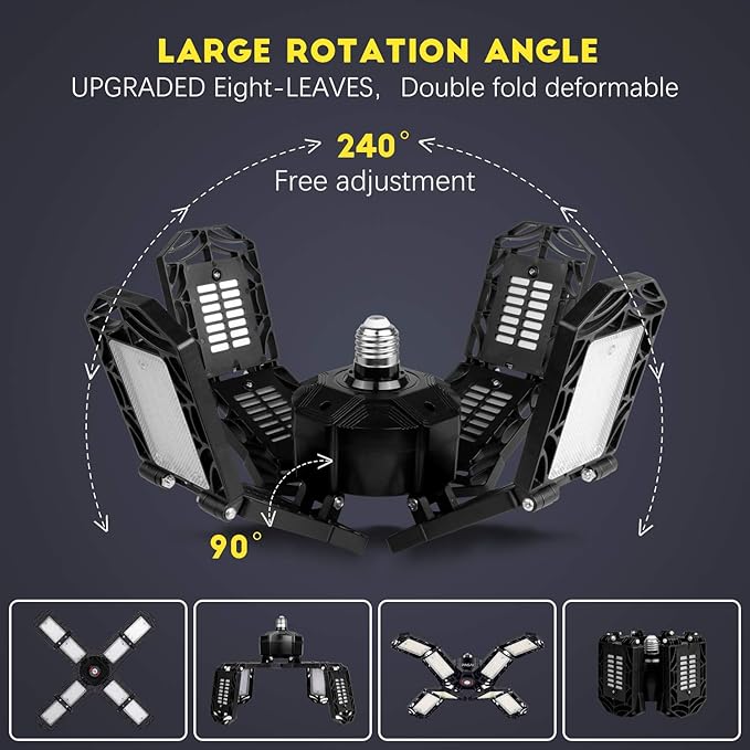 2 Pack LED Garage Light, Super Bright Screw in E26/E27 Ceiling Shop Work Lamp - Image 3