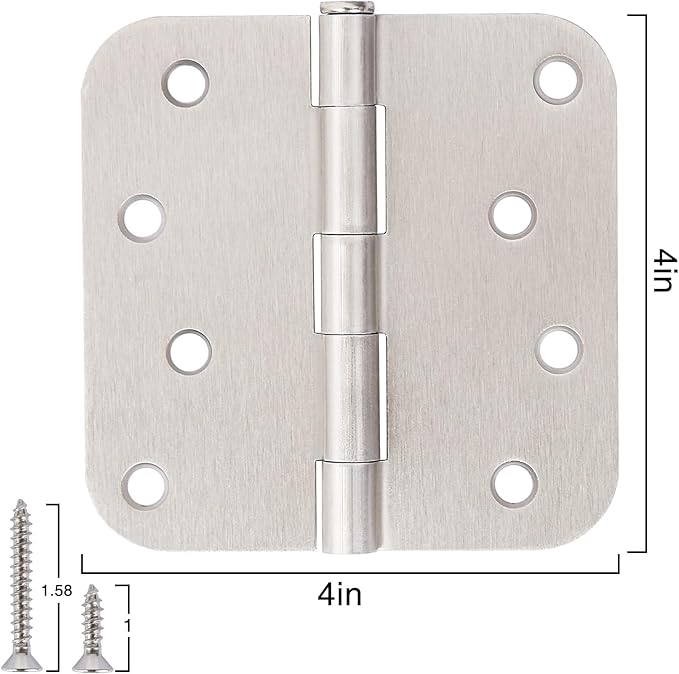 12 Pack 4 Inch Nickel Door Hinges Satin/Brushed Nickel Door Hinges 4 in x 4" - Image 4
