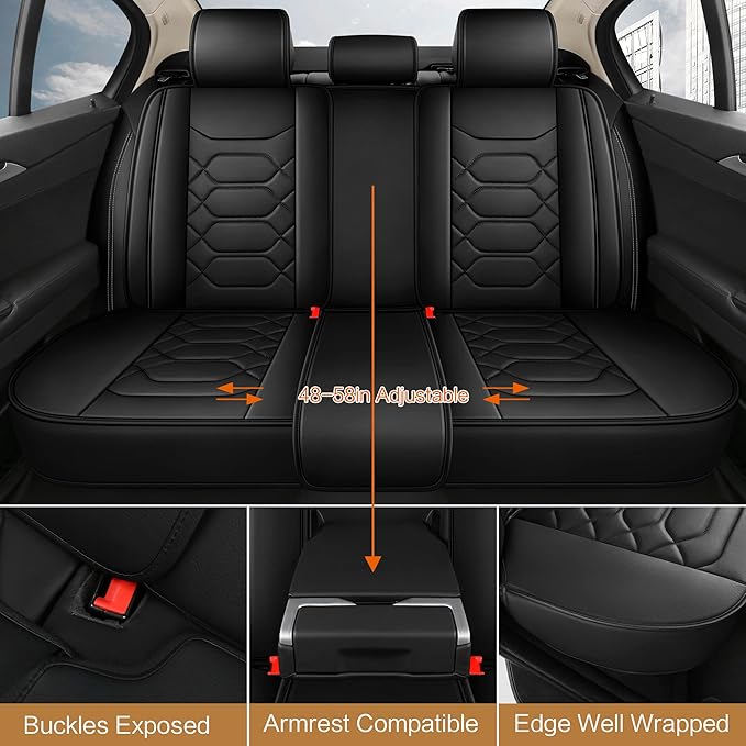 Pariitadin Leather Car Seat Covers Full Set, Waterproof Faux Leather Seat Covers - Image 4