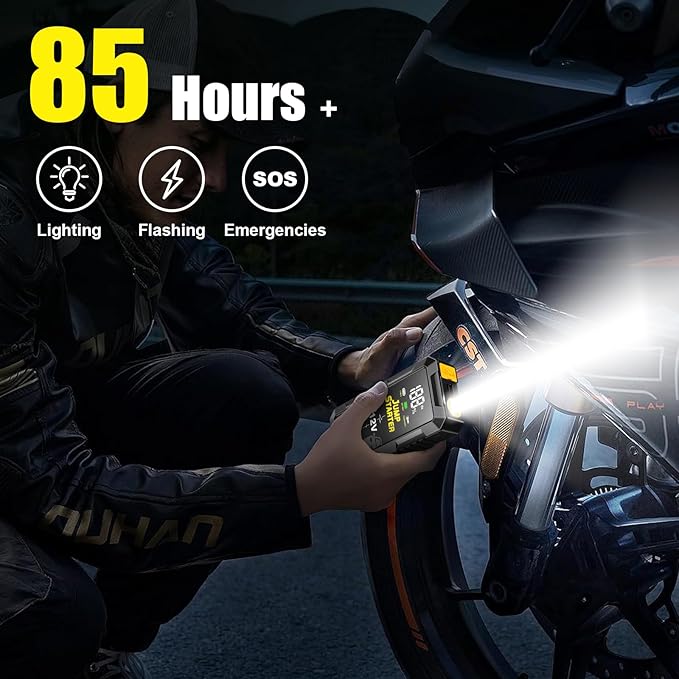 Car Battery Jump Starter with 4000A Peak Smart Clip LCD Display and 3 Modes - Image 4