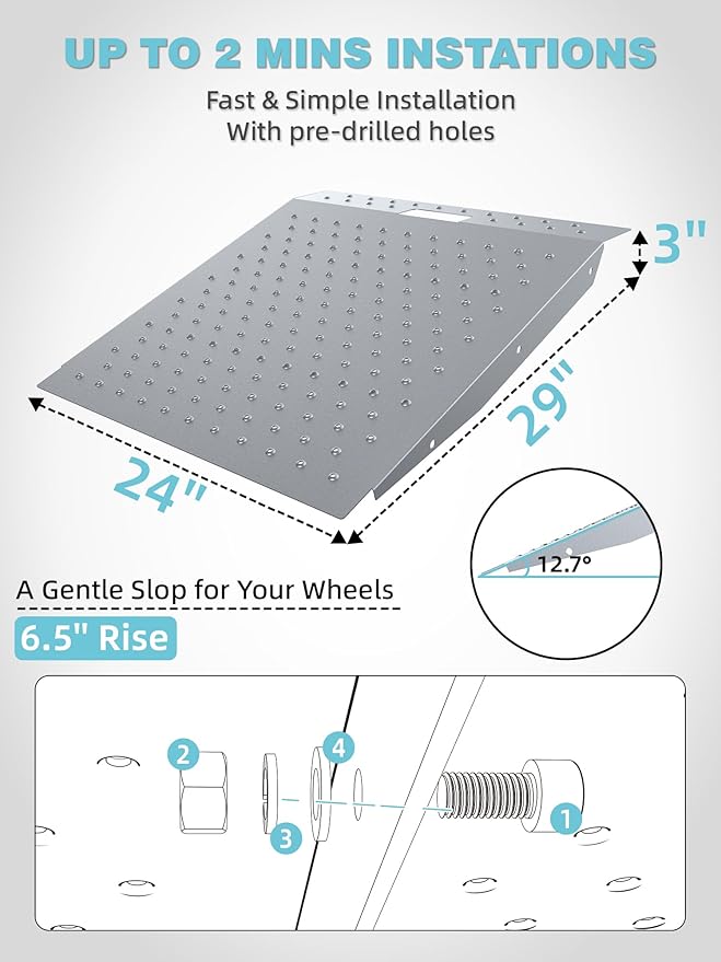 Shed Ramp 1PC, Loading Ramp for Riding Mower, 750 lbs Capacity, Shed Storage